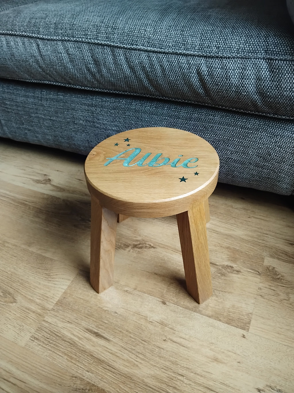 Children's Solid White Oak Round Stool Toddler Furniture