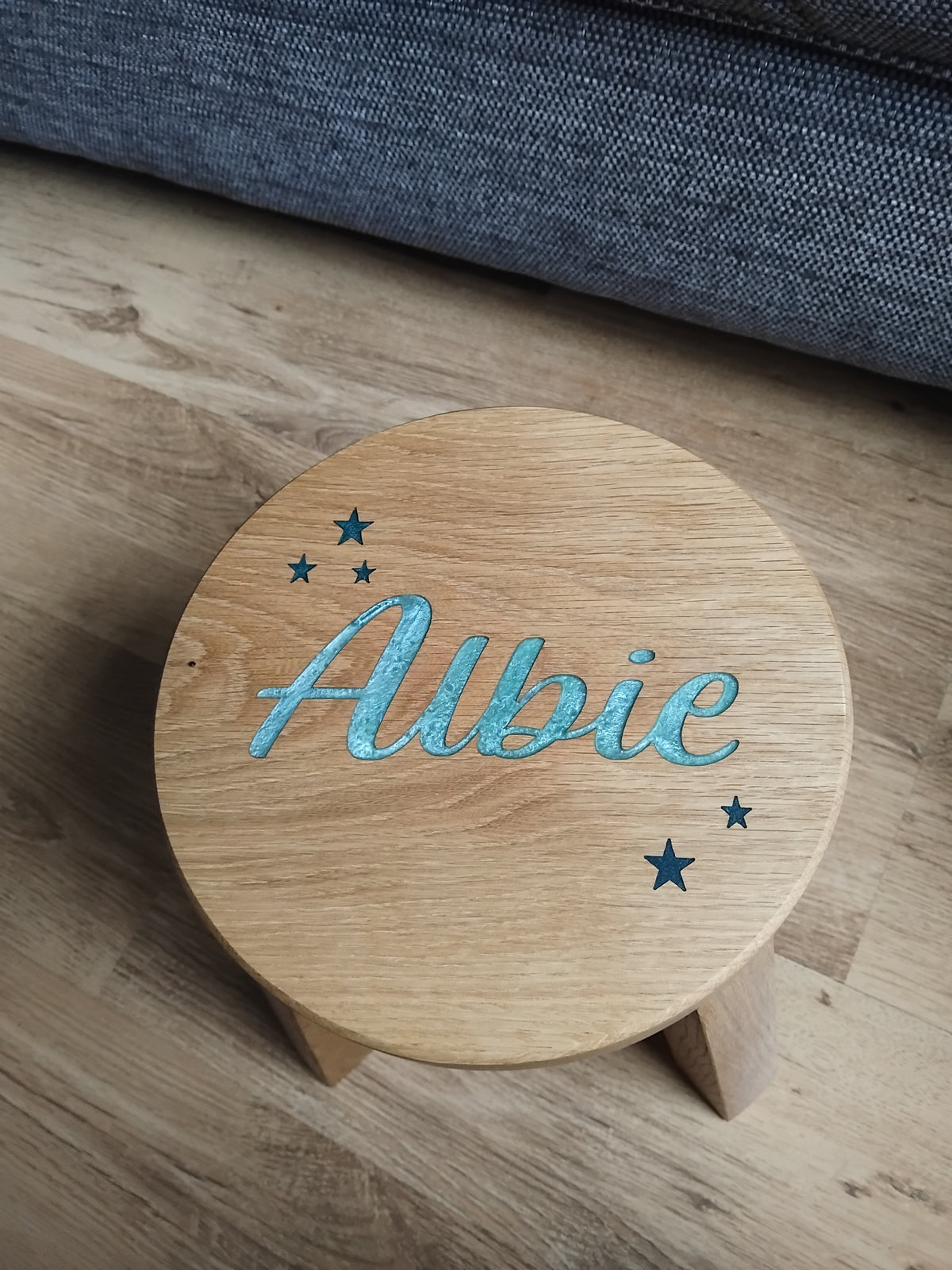 Children's Solid White Oak Round Stool Toddler Furniture