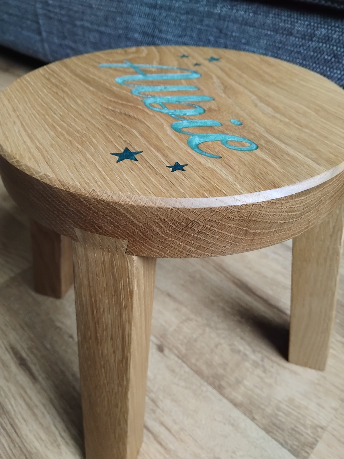 Children's Solid White Oak Round Stool Toddler Furniture
