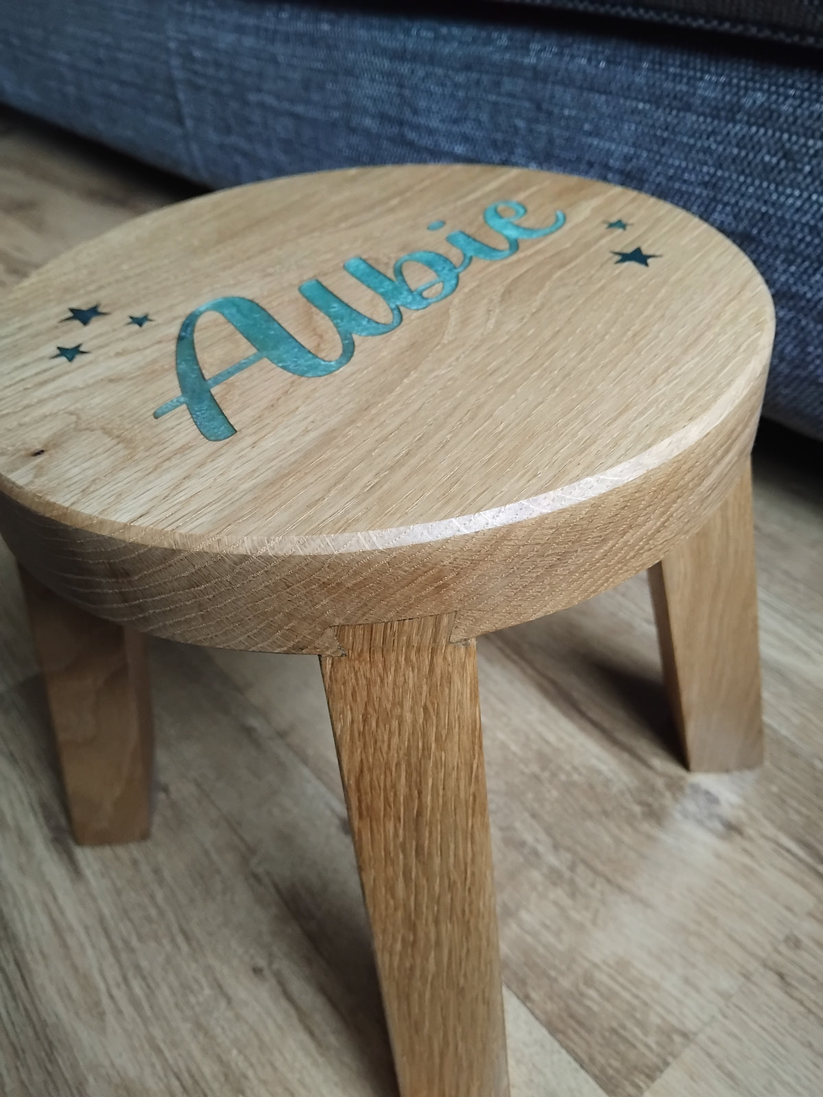 Children's Solid White Oak Round Stool Toddler Furniture