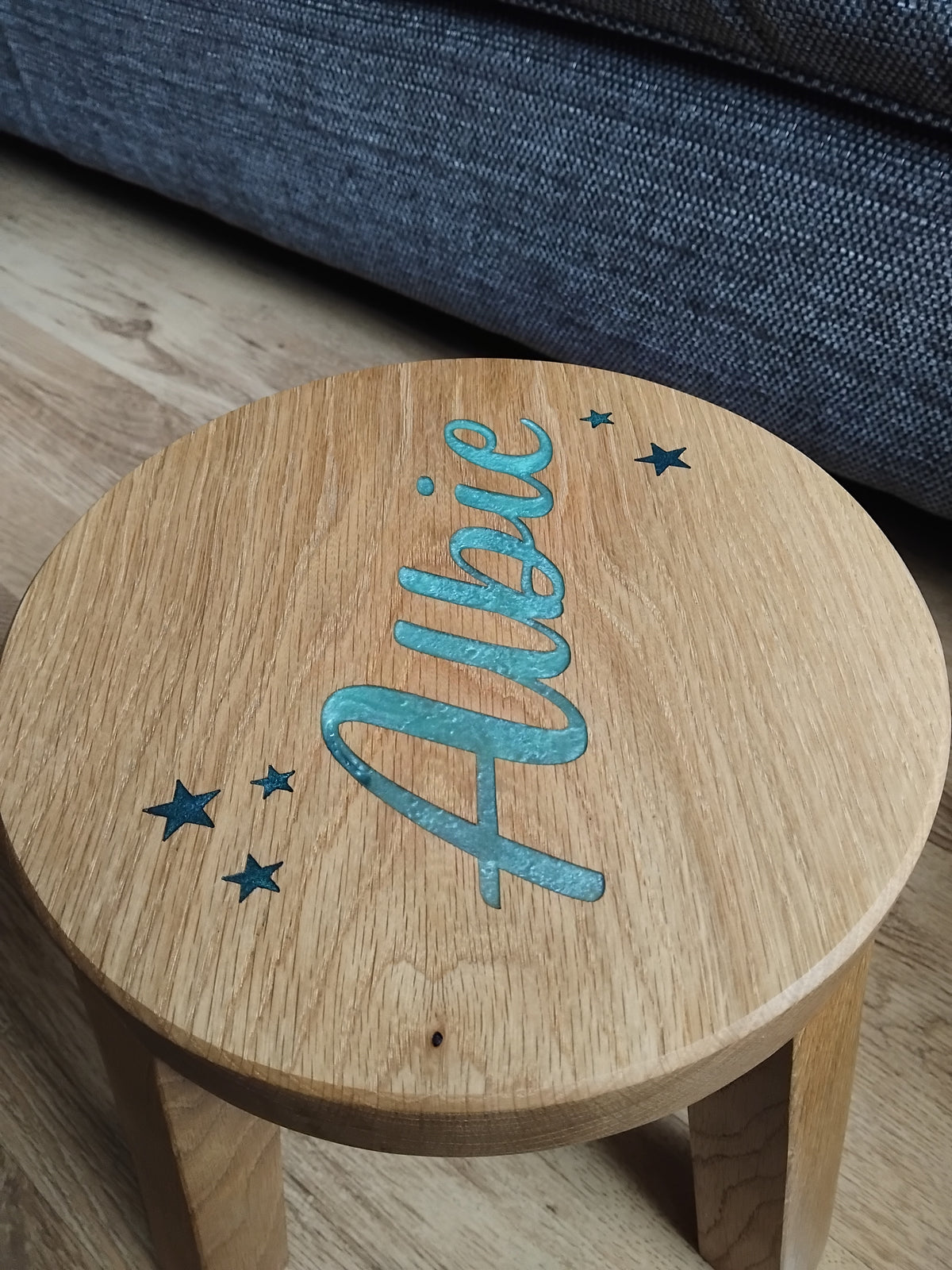 Children's Solid White Oak Round Stool Toddler Furniture