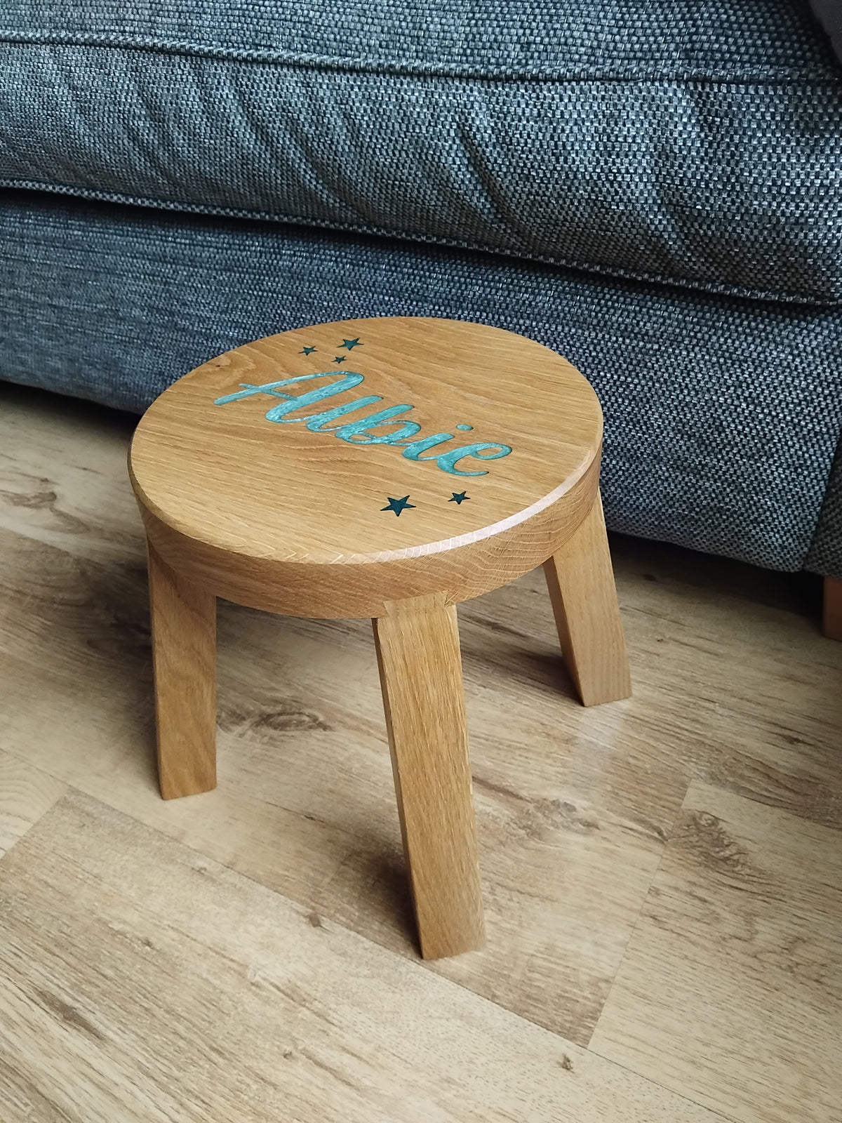 Children's Solid White Oak Round Stool Toddler Furniture
