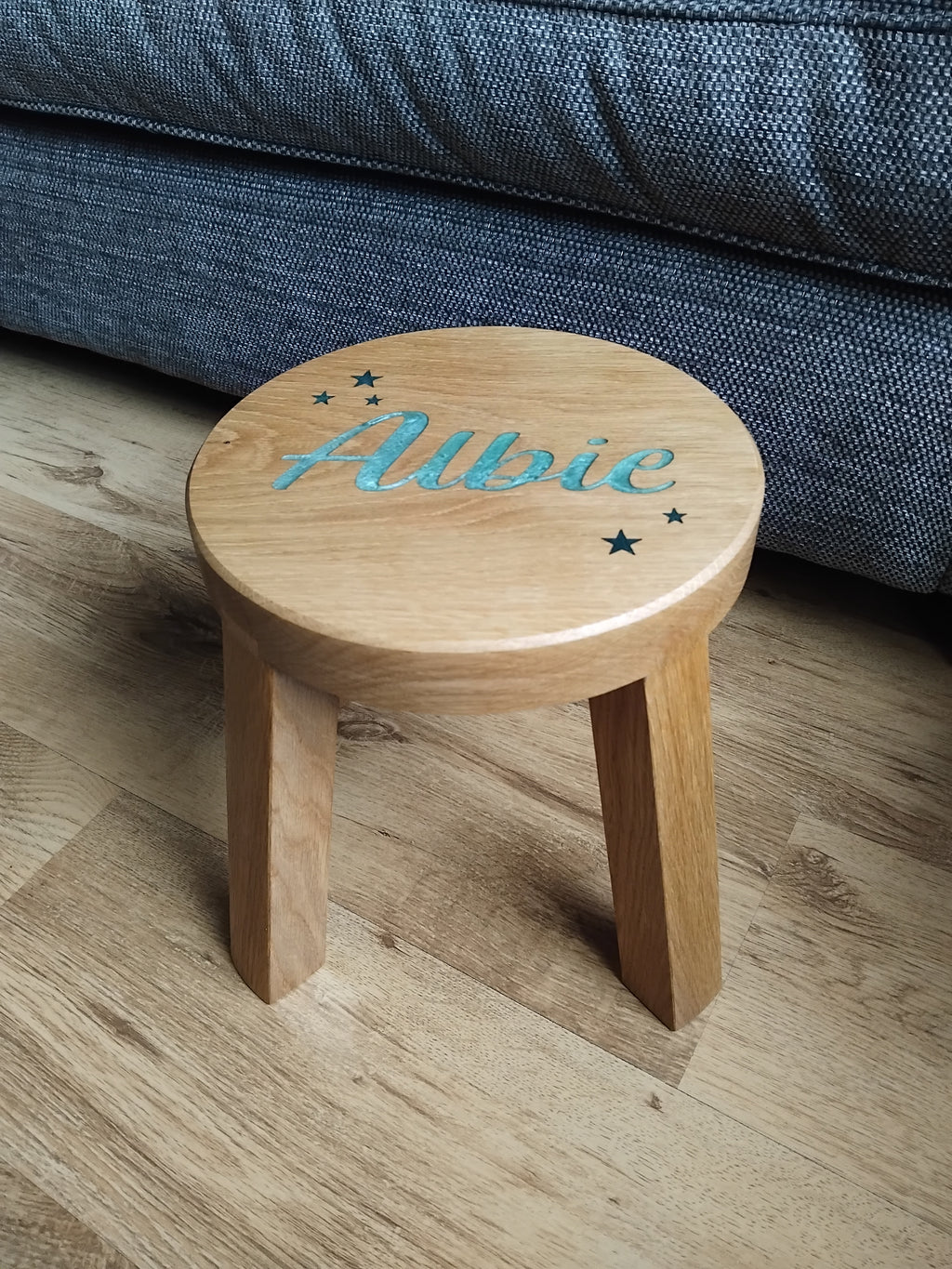 Children's Solid White Oak Round Stool Toddler Furniture