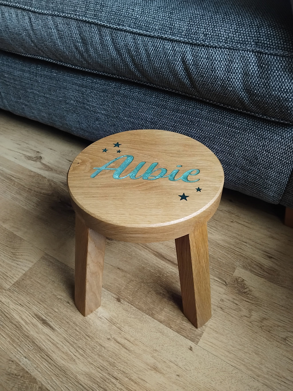 Children's Solid White Oak Round Stool Toddler Furniture