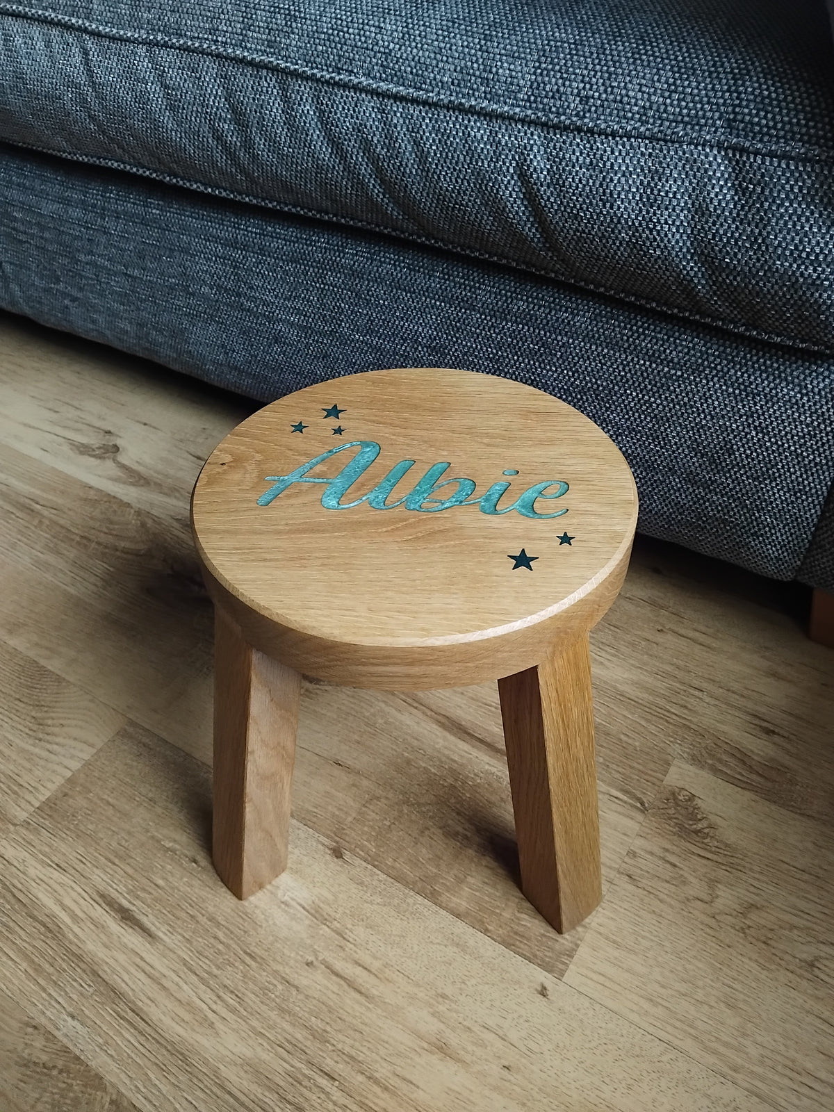Children's Solid White Oak Round Stool Toddler Furniture
