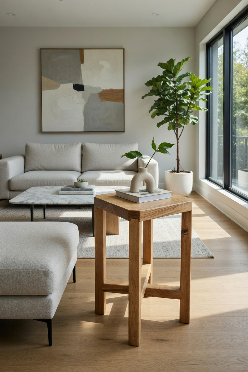 Scottish White Oak Solid Wood Side Table