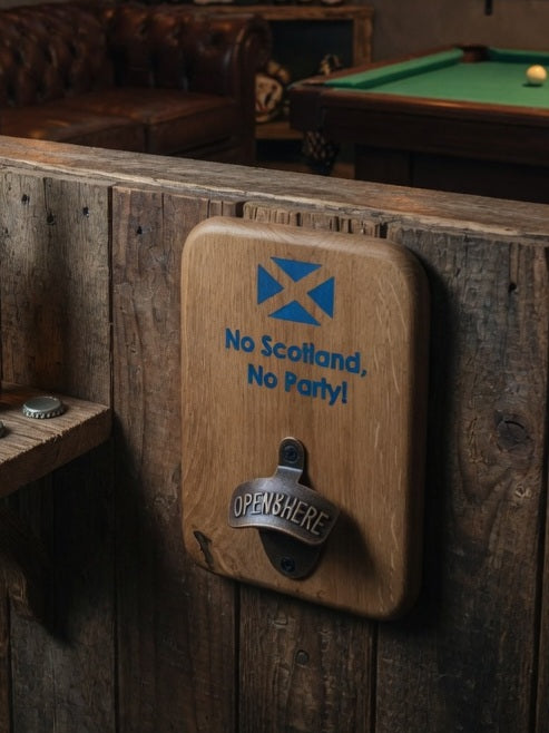 Personalised Oak & Resin Wall Mounted Bottle Opener — Made to Order